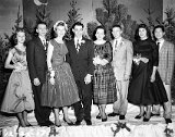Class of '59 Winter Ball.  L-R: Grace Zimmerman, Dennis Feller, LeaAnn Meyers, Robert Schlittler, Shirley Woodruff, Philip Knobel, Carolyn Elmer, Roy Wong